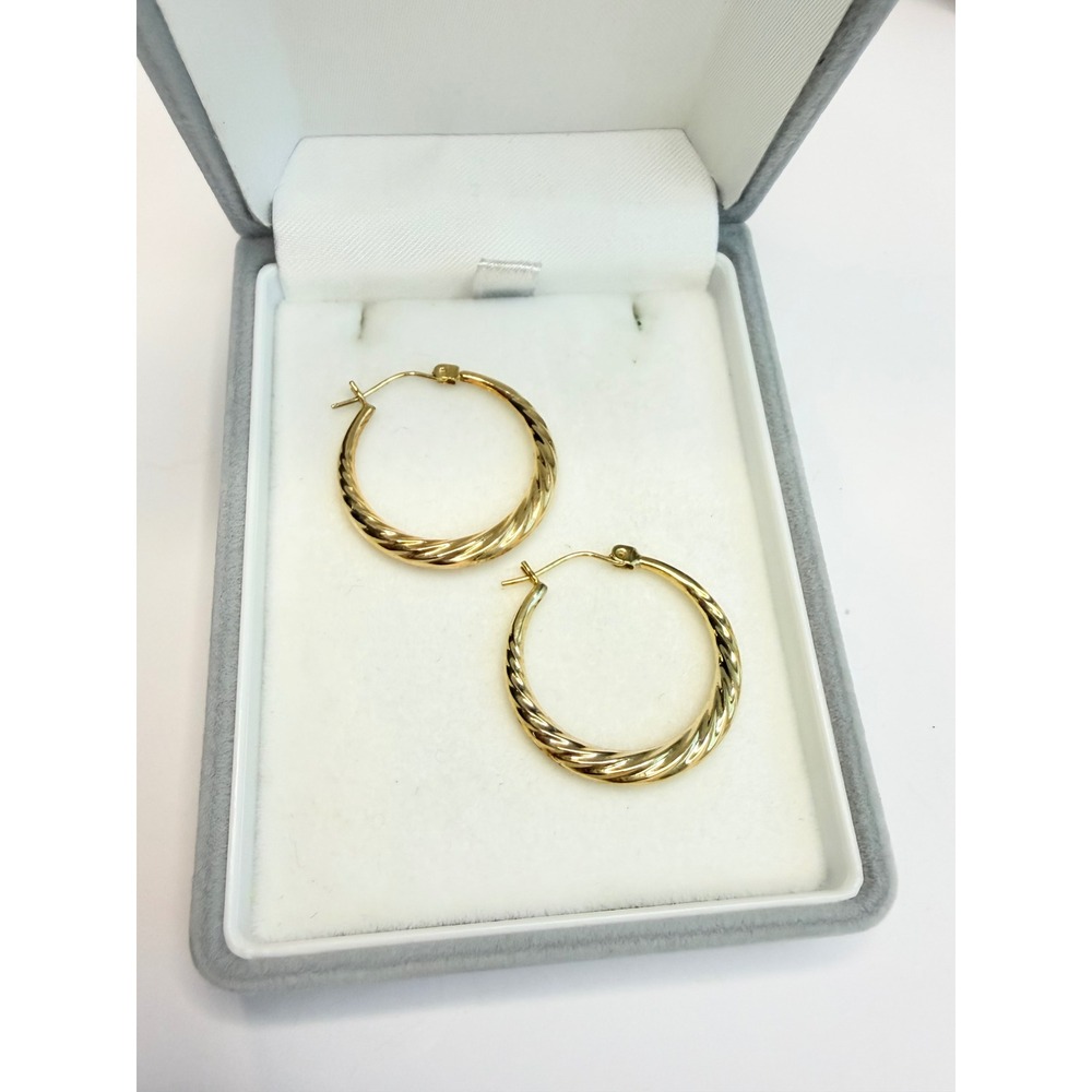 14K Yellow Gold Twisted Hoop Earrings